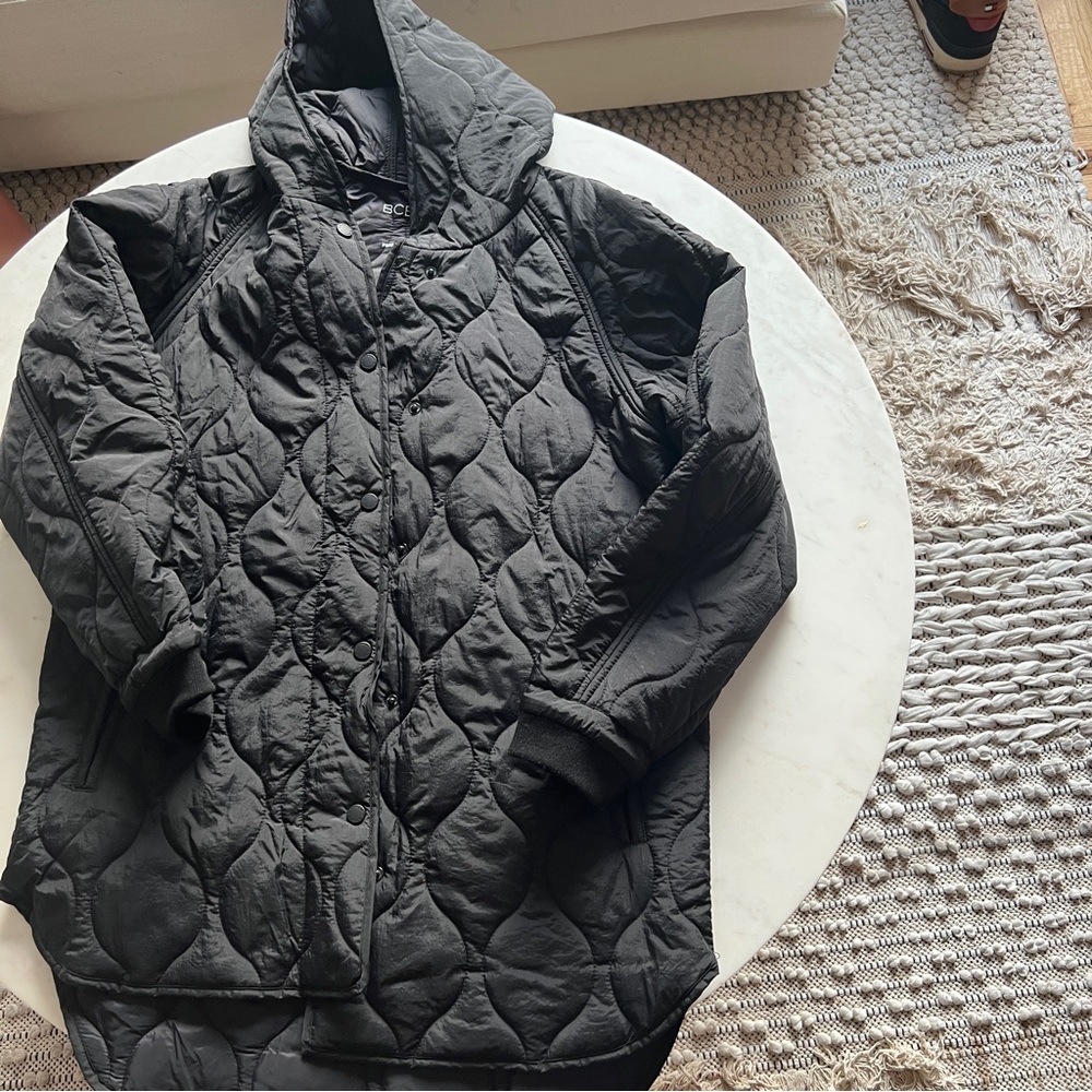 BCBGeneration - Black Missy Eco Quilt Black Topper Coat